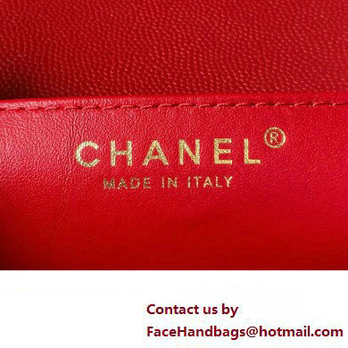 Chanel Grained Calfskin  &  Gold-Tone Metal Chain Flap Bag AS4489 Red 2023